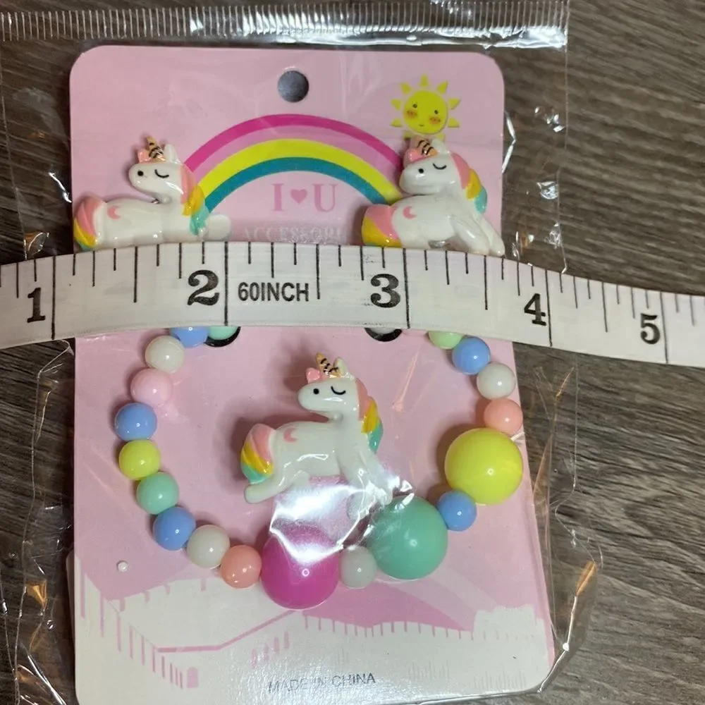 Pastel Rainbow Unicorn Jewelry Set